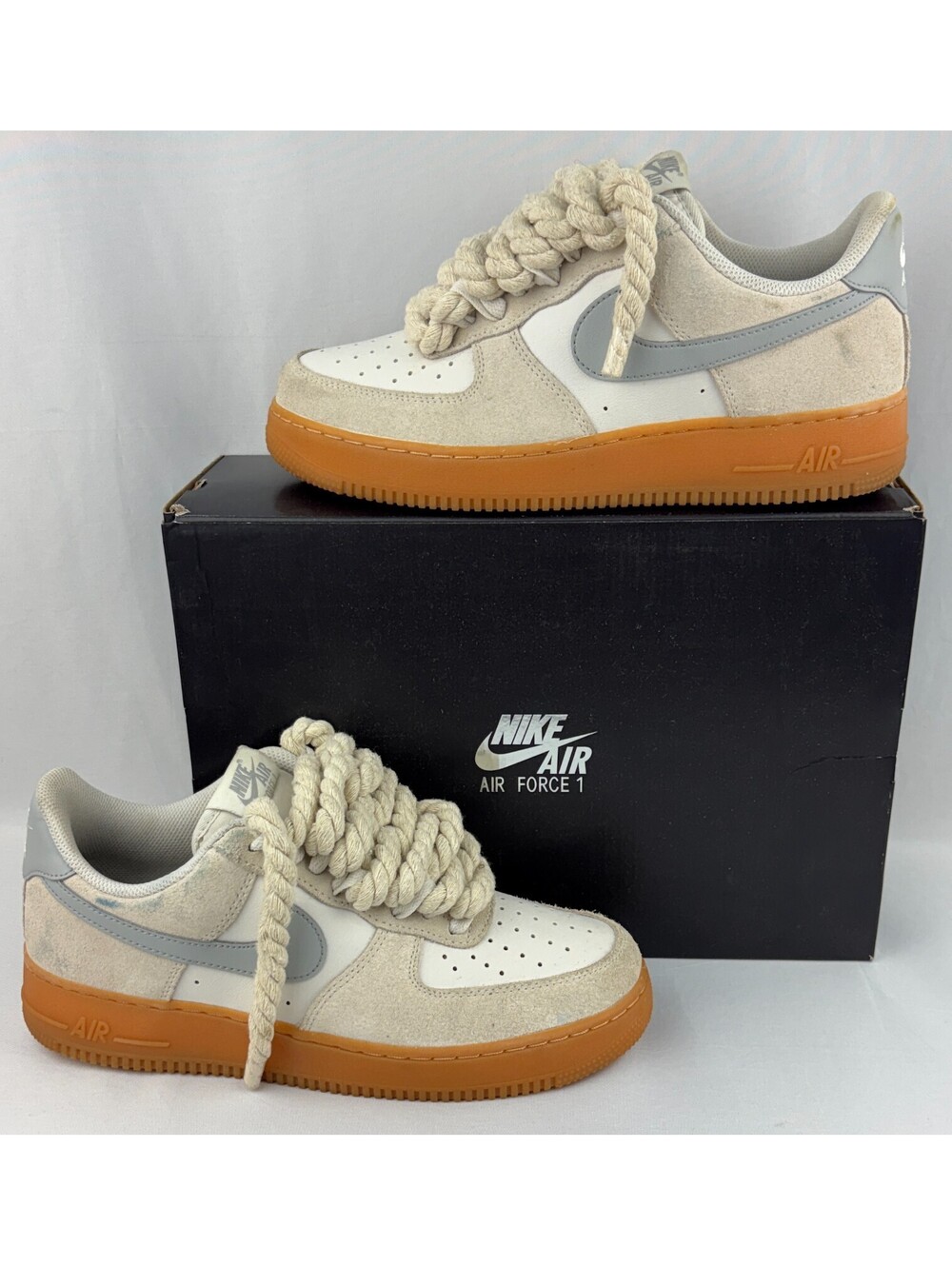 Nike Air Force 1 '07 LV8 Phantom Grey Rope Laces FQ8714-002 Men's Size 9.5 W/Box